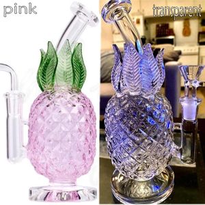 7 mm de espesor de oro rosa Bong de vidrio transparente Espiral única Diseñado Hookah Dos funciones Reciclador Venta caliente Tubos de agua de vidrio 14 mm banger