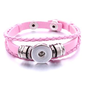 Mode Couvert Bouton Couches Tissé DIY Noosa Charme Bracelet Bracelet fit 12mm Snap Bouton Bijoux 14 Couleurs