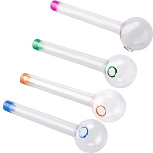 CSYC Y035 Tuyaux de brûleur à mazout en verre d'environ 10 cm de longueur 25 mm Bol OD 10 mm Tube Splatter Vert Bleu Rose Rouge Violet Pipe à main pour fumer