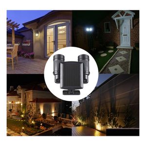 2016 Ampoules LED Pir Motion Sensor Light Lampe à tension solaire Rotative Double Dural Têtes Mur de sécurité pour jardin extérieur Drop Delivery L Dhaig