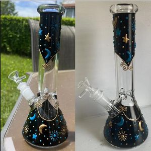 Brilla en la oscuridad Bongs de agua de vidrio Cachimbas Pipas para fumar Dab Rigs Bubbler Heady Bong Downstem Perc con tazón de 14 mm