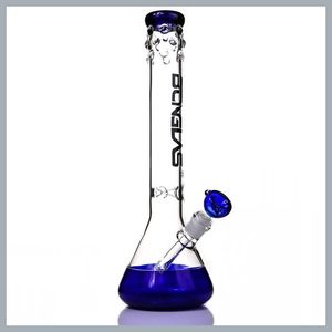 nouveau design grâce bécher narguilés bong avec logo base bleue verre pipe à eau bongs attrape-glace grand 16 