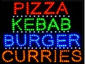 Offre spéciale Vente chaude Graphiques personnalisées 15mm Ultra Ultra Bright 19x19 pouces Pizza / Kebab / Burger / Curris Store Signe de LED