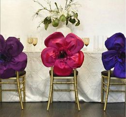 2016 Taffetas Grande Fleur 3D Chaise De Mariage Ceintures Romantique Chaise Couvre Floral Fournitures De Mariage Pas Cher Accessoires De Mariage 02