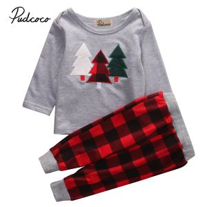 2017 Brand New Bambino Infantile Bambino Bambini Neonati maschi Vestiti Di Natale Manica lunga Felpa con cappuccio Top Pantaloni a quadri 2 Pz Abiti Set ZZ