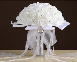 2017 CARATE S ROSE Artificial Bridal Flowers Bouquet Bouquet Bouquet Crystal Silk Ribbon New Buque de Noiva3128255