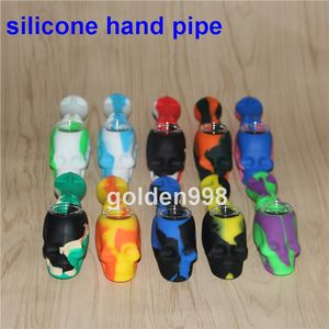 Creative Design Silicone Tabac Fumer Pipe Mini Eau Acrylique Narguilé Bong Multi Couleurs Portable Shisha Main Pipes