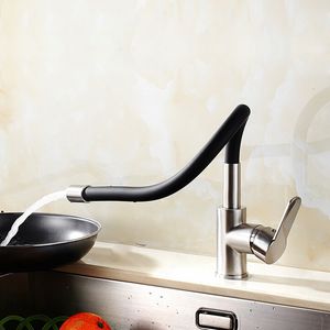 Ventas calientes ! Grifos mezcladores de cocina universales negros/grifo de cocina para fregadero con un solo soporte HS415