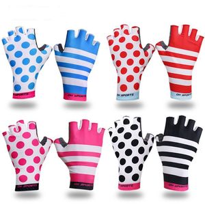 Guantes de ciclismo para equipo de lunares, medio dedo, 2024, almohadillas de Gel para bicicleta de carretera, guantes para bicicleta de montaña que absorben los golpes