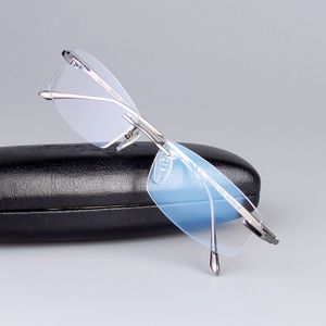 2017 NOUVEAU style Ultra-léger Pure-Titanium Business style lunettes optiques carrées sans monture cadre lunettes de prescription lunettes durables 6379