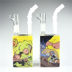 14 mm colorido Hitman Glass Bong Liquid Sci Juice Box Hookah Dab Oil Rigs con 7,5 pulgadas Heady Beaker Bongs para fumar pipas de agua