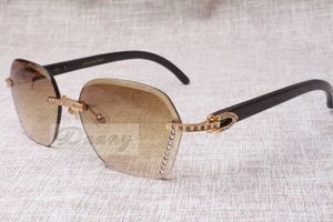 Nuevo estilo, gafas de sol de cuerno de ganado negro diamante de alta calidad y moda 8100909 Lente marrón plateado para hombre y mujer, tamaño: 60-18-140 mm