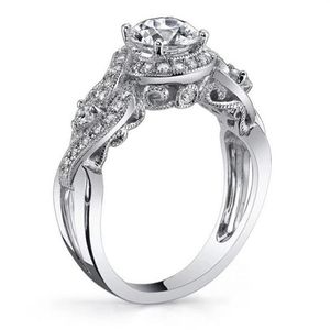 2017 Nueva joyería de lujo entera 925 plata esterlina topacio blanco CZ diamante SONA piedras preciosas mujeres boda flor anillo regalo Si310w