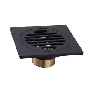 ROLYA Alba Noir Carré Laiton Massif 100mm Siphon de Sol Anti-Odeur Cubix Grilles de Douche