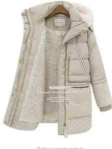 Nuevas chaquetas gruesas de invierno para mujer, abrigo de plumón de imitación de lana de cordero con plumas de pato blanco, prendas de vestir exteriores, parkas, abrigo