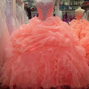 2018 Sexy vestido de fiesta barato vestidos de quinceañera con cristales con cuentas de lentejuelas dulce 16 vestido largo hasta el suelo vestido para debutante BM74