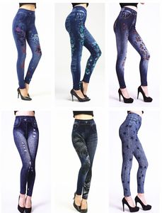 2017 Sexy Femmes Jean Skinny Jeggings Élastique Extensible Mince Leggings Imprimer Floral Papillon Étoiles Fleur Léopard Denim Pantalon 10 pcs/lot