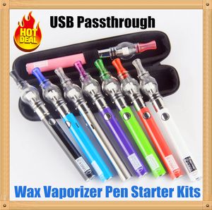 Top Wax Pens Kits 510 Dab Attachment Glass Globe Wax Atomizer Vape Pen UGO V II Micro USB Passthrough Vaporizer Kits