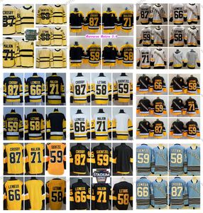 Hommes 2023 Winter Classic 87 Sidney Crosby Hockey Jerseys 2.0 Reverse Retro 71 Evgeni Malkin Hommes 59 Jake Guentzel 58 Kris Letang Mario 66 Lemieux Jersey Chemises noires