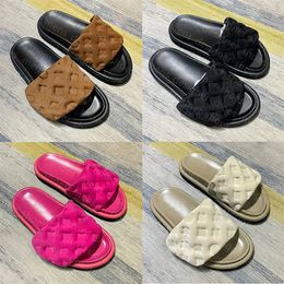 Sandalias de diseño zapatillas Piscina almohada de comodidad mulas en relieve sandalia triple rosa color rosa azul profundo beige para mujeres playa plana zapatilla de sándalo para hombres zapatos