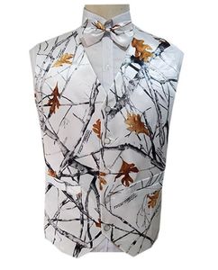 2022 Chalecos de novio con estampado de camuflaje blanco para boda Camuflaje informal Slim Fit Chaleco para hombre Vestido de 2 piezas conjunto Chaleco y lazo por encargo Tallas grandes