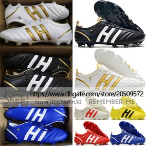 Invia con borsa Scarpe da calcio di qualità Adipure FG Tacchetti da calcio retrò in morbida pelle per uomo Nero Oro Bianco Blu Rosso Giallo Scarpe da calcio da allenamento comode US 6.5-11