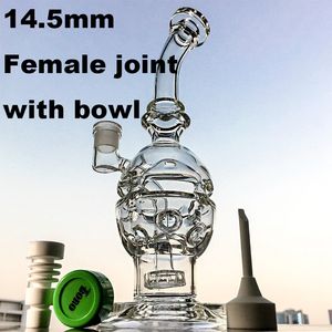 Faberg Egg Glass Bongs Swiss Perc Hookahs 14 mm Junta femenina Aceite Dab Rigs Reciclador Cabezal de ducha Percolador Forma de granada Tubos de agua con tazón MFE01