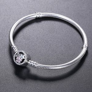 BRACELET en argent sterling 925 fleur fleur émail fermoir pour Pandora bijoux bracelet à breloques boîte d'origine femmes bracelets de mariage