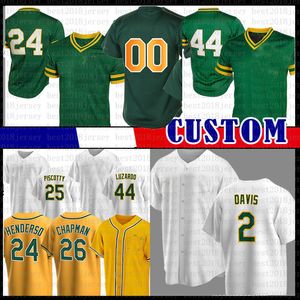 Maillot de baseball Rickey Henderson Khris Davis Matt Chapman Reggie Jackson Austin Allen Luis Barrera Sean Murphy Elvis Andrus Tony Kemp Skye Bolt Vimael Machin