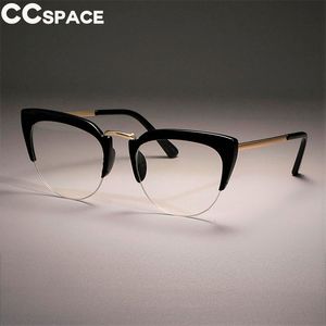 2018 Medio marco Gafas de ojo de gato Marcos Mujeres Estilos de moda CCSPACE Diseñador de la marca Gafas de computadora ópticas 45144