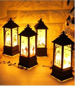 2018 Lámpara de luz de calabaza vintage de Halloween Decoración colgante para fiesta Linterna LED Suministros para fiestas Culto Horror fantasma Bruja Linterna colgante5238905