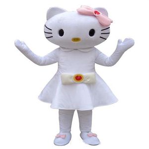 2018 Costume de mascotte de haute qualité Kitty mignon Halloween Noël Anniversaire Personnage Costume Robe Animal Chat Blanc Mascotte Ship2345