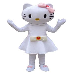 2018 Costume de mascotte de haute qualité Kitty mignon Halloween Noël Anniversaire Personnage Costume Robe Animal Chat Blanc Mascotte Ship271B