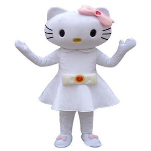 2018 Costume de mascotte de haute qualité Kitty mignon Halloween Noël Anniversaire Personnage Costume Robe Animal Chat Blanc Mascotte Ship2635