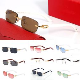 Nouveaux lunettes de soleil Buffalo Horn Sport Fashion Sun Gernes pour hommes Femmes Rimless Rectangle Bamboo Wood Eyeglass Eyewear with Box Case Lunetes Gafas