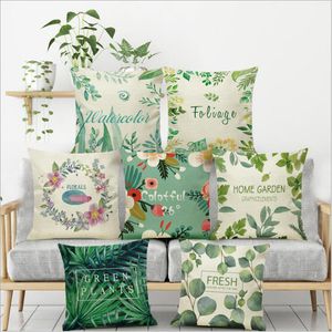 2018 nouvelle forêt tropicale feuilles afrique plantes tropicales Hibiscus fleur jeter taie d'oreiller en lin chaise canapé housse de coussin livraison gratuite