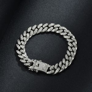 Men Hip Hop Bling Iced Out Miami Cuban Chain Bracelet Rosegold Silver Gold Simulated Diamond Jewelry