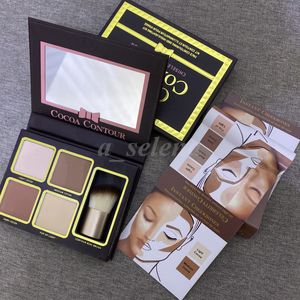 Kit de maquillaje facial para contorno de cacao, paleta de resaltadores, sombra de ojos de Chocolate de Color desnudo con pincel Buki de contorno