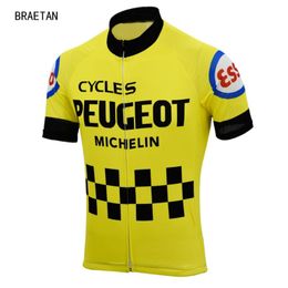 2018 retro heren wielertrui klassieke gele kleding fietskleding racefiets kleding kleding hombre braetan