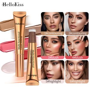 Hellokiss Lápiz de maquillaje multifuncional Líquido Colorete Resaltador Lápiz Nacarado Fino Flash Brillo natural Cara