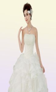 2018 été robes De mariée sans bretelles blanc blanc princesse sans manches mariée robes De bal réel Po robes De Novia8461978