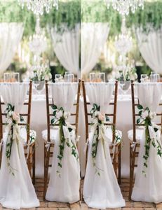 2018 Ceintures de chaise blanches pour mariages 30D en mousseline de soie 20065 cm Housses de chaise de mariage Chiavari Ceintures de chaise DIY Style2037001