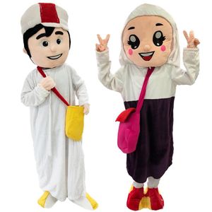 2019 Costume de mascotte garçon arabe dessin animé fille arabe personnage thème Anime fête de carnaval de noël Costumes fantaisie adulte Out208I