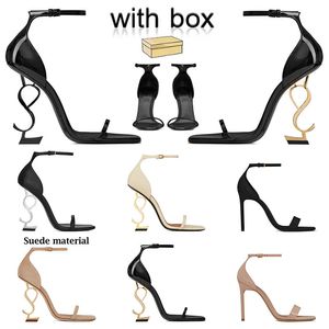 designer high heels shoes women 2024 con un vestido en forma de caja de 10 cm en blanco y negro, piel volcada de dedos abiertos de Goma le Fu 【code ：L】
