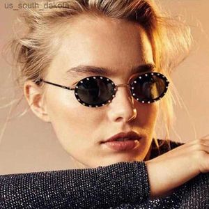 2019 cristal sobre gafas de sol mujer Vintage marca diseñador diamante redondo gafas de sol mujer Oculos rosa rojo púrpura gafas UV400 L230523