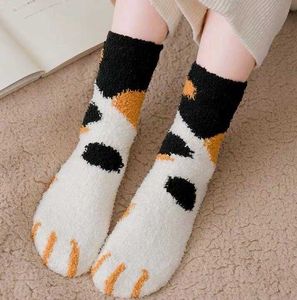 Moda lindos gatos pata calcetines animales garras tobillo calcetines cortos nueva dama niñas invierno mantener caliente dibujos animados polar Sox Alkingline