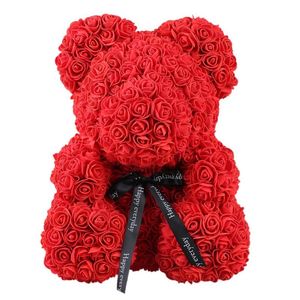 2019 Dropshipping 40cm espuma de jabón Rosa oso de peluche flor Artificial en caja de regalo para novia mujeres San Valentín regalos del Día de la madre