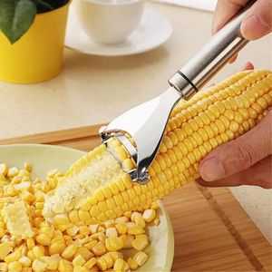 Outils de légumes de fruits de maïs en acier inoxydable Cob Peeler battage de cuisine gadget coupeur slicer manche ergonomique C0602G5S