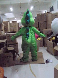 2019 venta caliente de fábrica traje de mascota de dinosaurio dragón verde disfraz de lujo mascota para adultos regalo para la fiesta de carnaval de Halloween