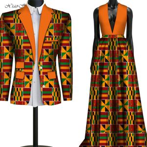 Femmes robes décontractées hommes veste mode doux Couple vêtements costumes floraux imprimé africain robe Bazin Riche amoureux vêtements WYQ79